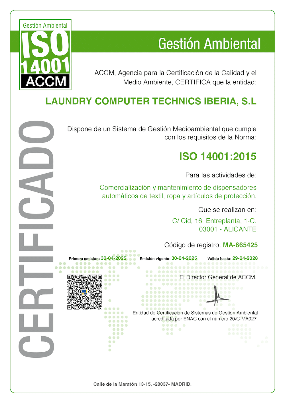 laundry Certificado_ISO_14001_2015