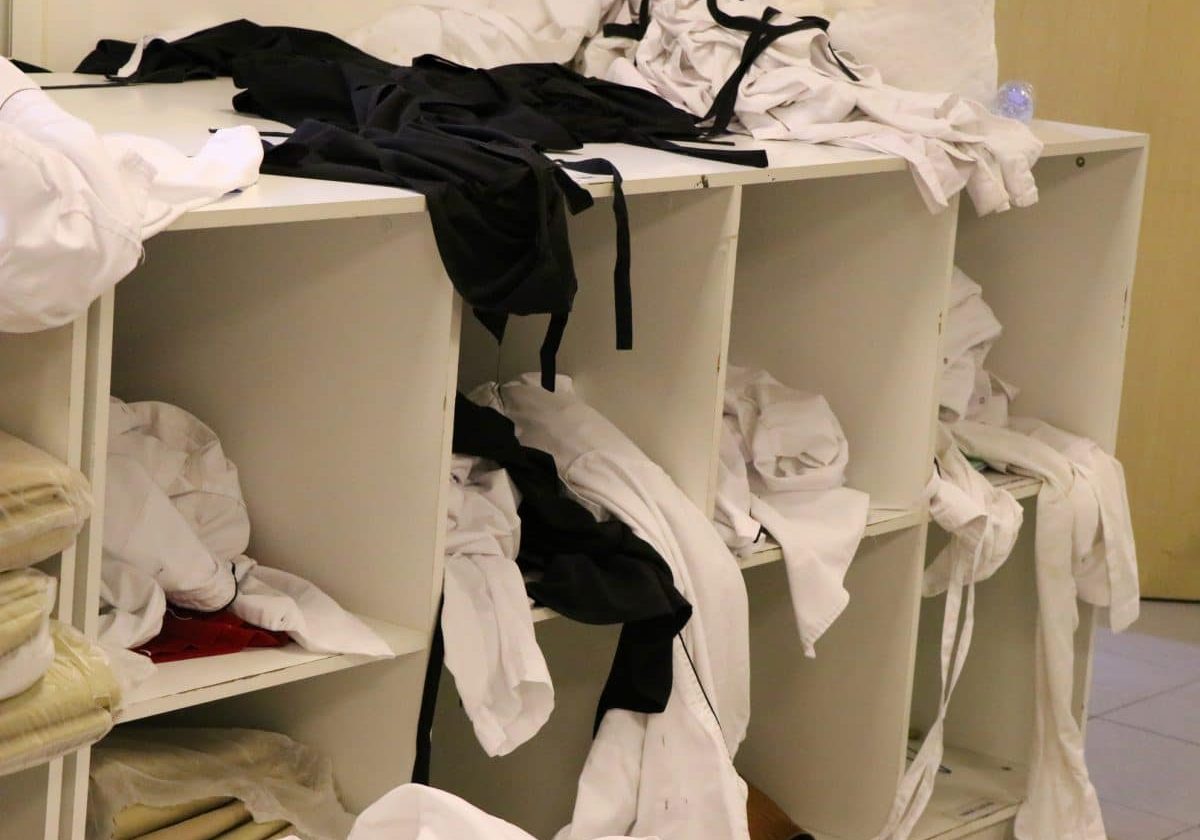 unorganized mess linen room